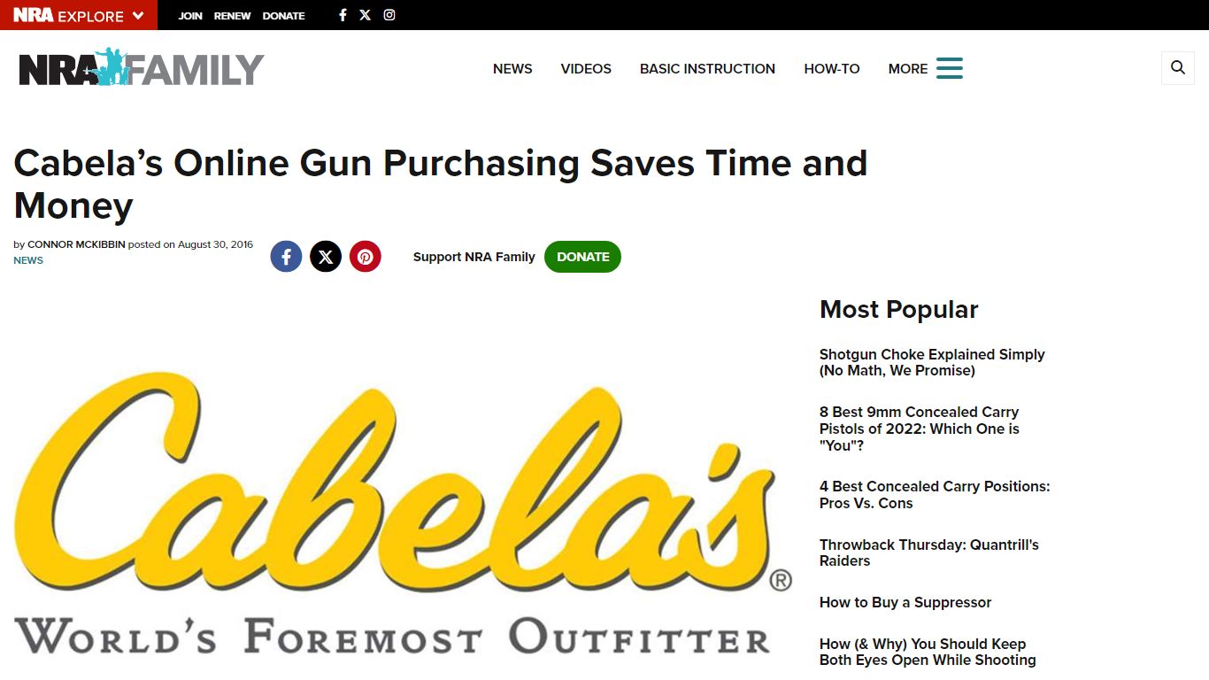Cabela’s Online Gun Purchasing Saves Time and Money